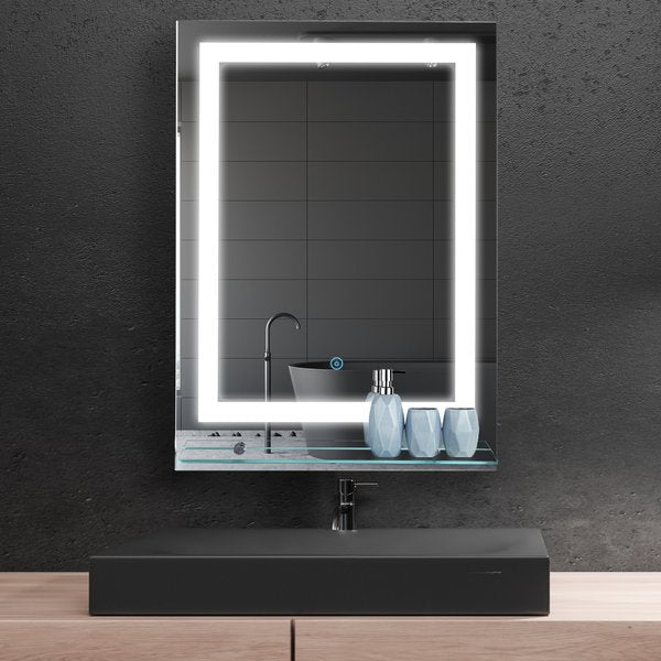 Glass Illuminated LED Edge Tall Bathroom Mirror  70L x 50W x 2.7Dcm. - Silver