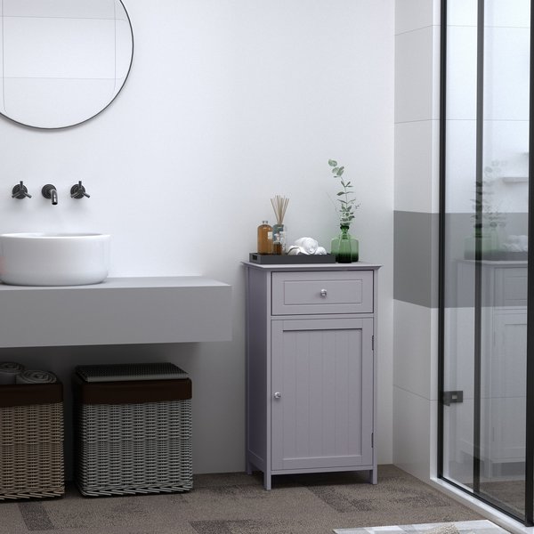 Lavatory Multiple Storage Freestanding Unit W/Anti-Topple - Grey