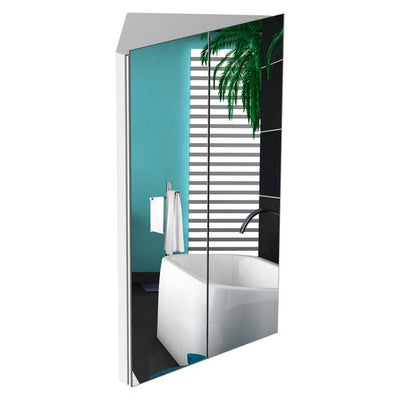 Stainless Steel Wall Mounted Corner Bathroom Mirror Cabinet