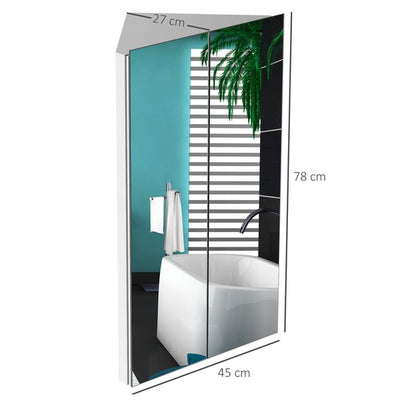 Stainless Steel Wall Mounted Corner Bathroom Mirror Cabinet