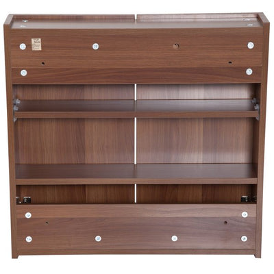 63Wx60Hx13.5T Cm. Wall Mounted Glass Bathroom Mirror Cabinet Storage Shelf - Light Walnut