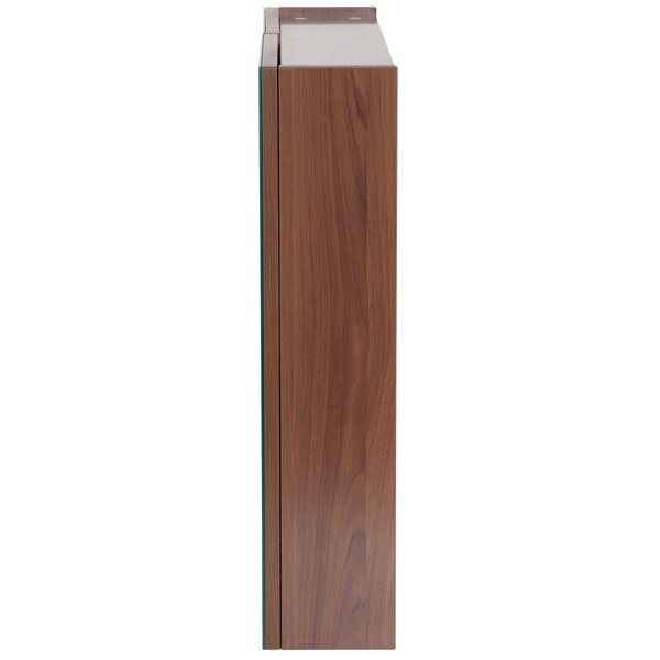 63Wx60Hx13.5T Cm. Wall Mounted Glass Bathroom Mirror Cabinet Storage Shelf - Light Walnut