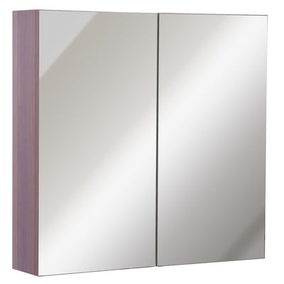 63Wx60Hx13.5T Cm. Wall Mounted Glass Bathroom Mirror Cabinet Storage Shelf - Light Walnut