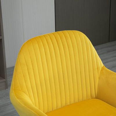 HOMCOM Modern Accent Chair Velvet-Touch Fabric Upholstered Lounge Armchair with Metal Base, Yellow