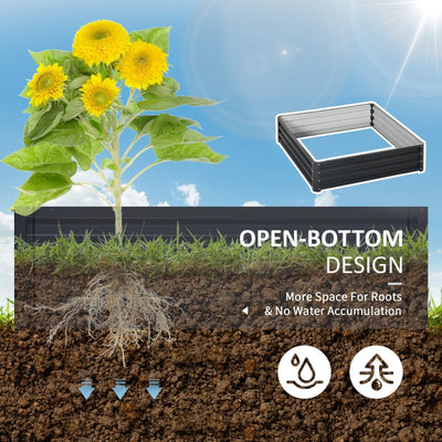 Square Raised Garden Bed Box - Grey