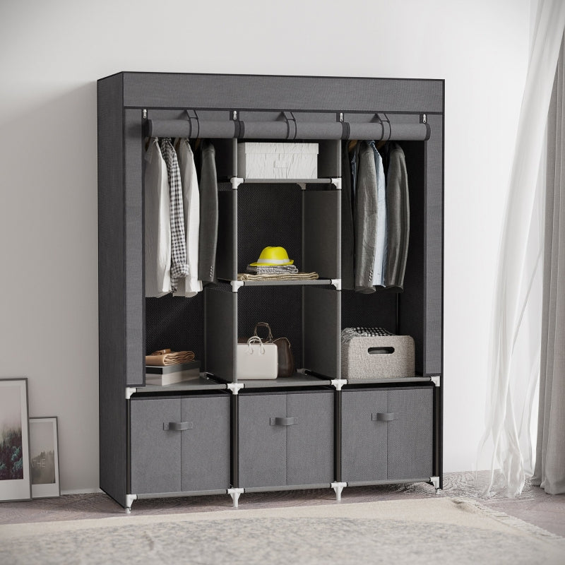 Fabric Wardrobe For Bedroom, Dark Grey