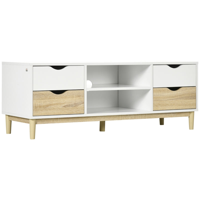 Modern TV Stand, With Storage - White/Wood-Effect