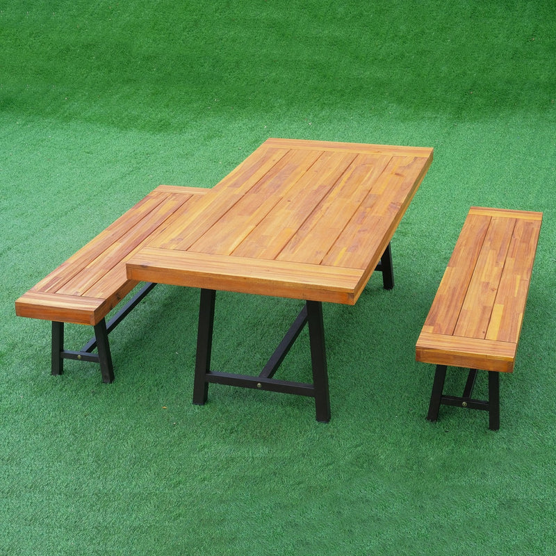 Outsunny 3 Pieces Set, Acacia-Natural Wood Colour