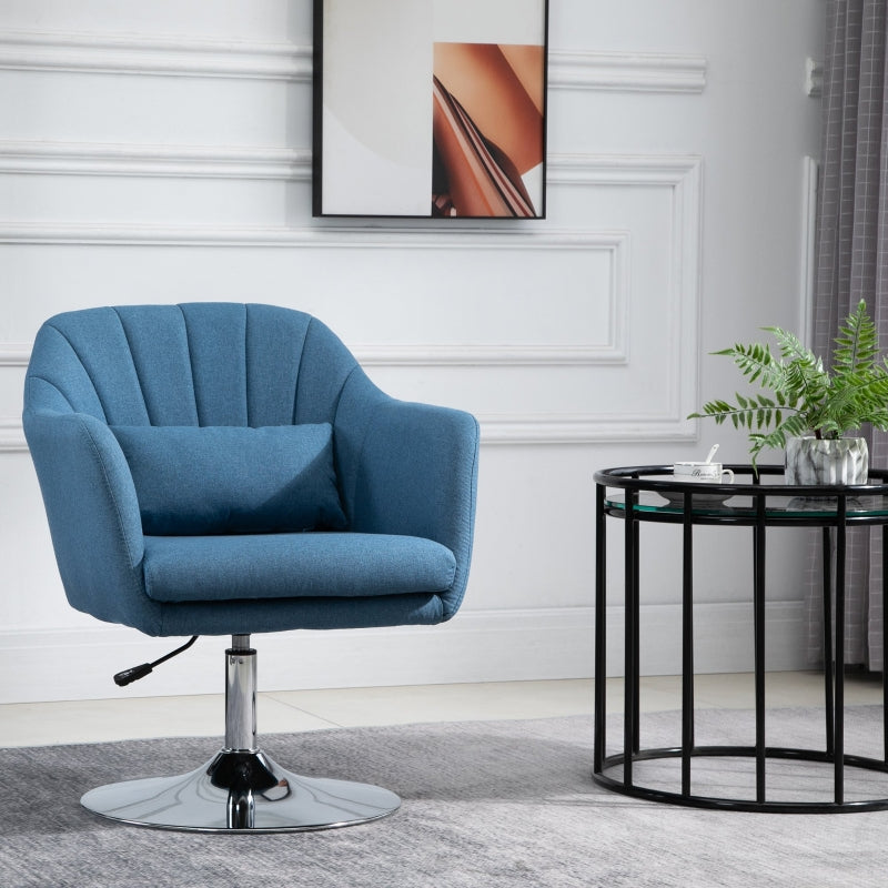 Swivel Base Accent Chair, With Pillow - Blue