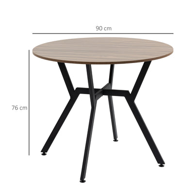 HOMCOM Dining Room Table with Black Legs Anti-slip Foot Pads for Living Room Dining Room 90 x 76 cm Brown