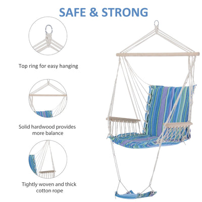 Outdoor Hammock Hanging Rope Chair - (Blue)