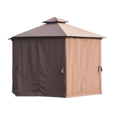 Hexagon Gazebo Patio Canopy Party Tent - Brown