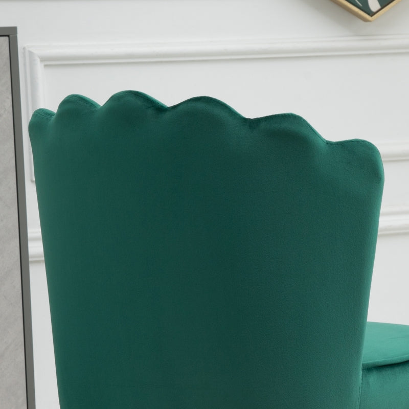 Velvet-Feel Shell Luxe Accent Chair, Green