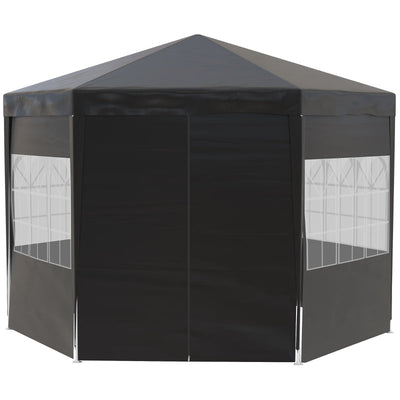 Hexagonal Gazebo Canopy Party Tent - Black