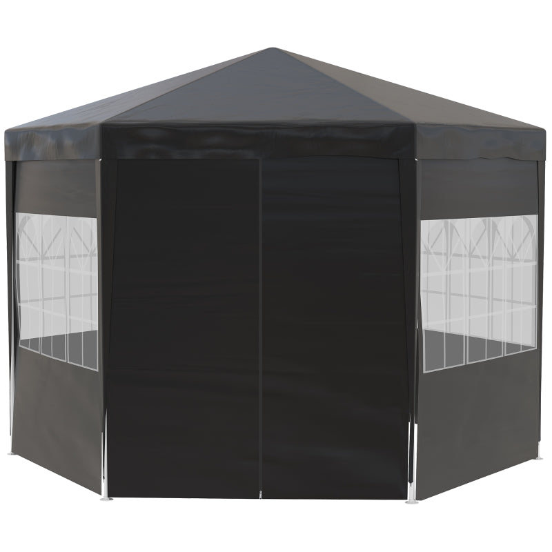 Hexagonal Gazebo Canopy Party Tent - Black