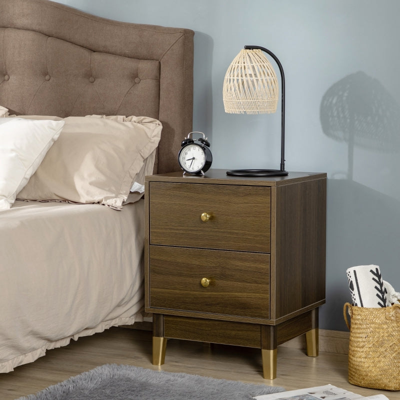 Two-Drawer Bedside Table, With Gold-Tone Accents