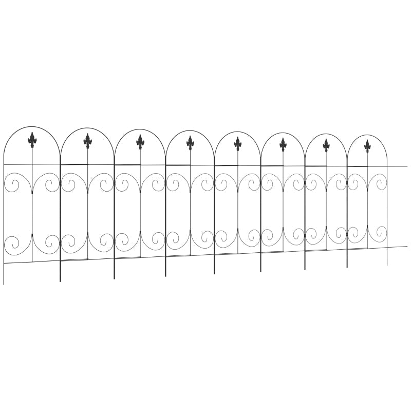 Decorative Garden Fencing, 8PCs , Black