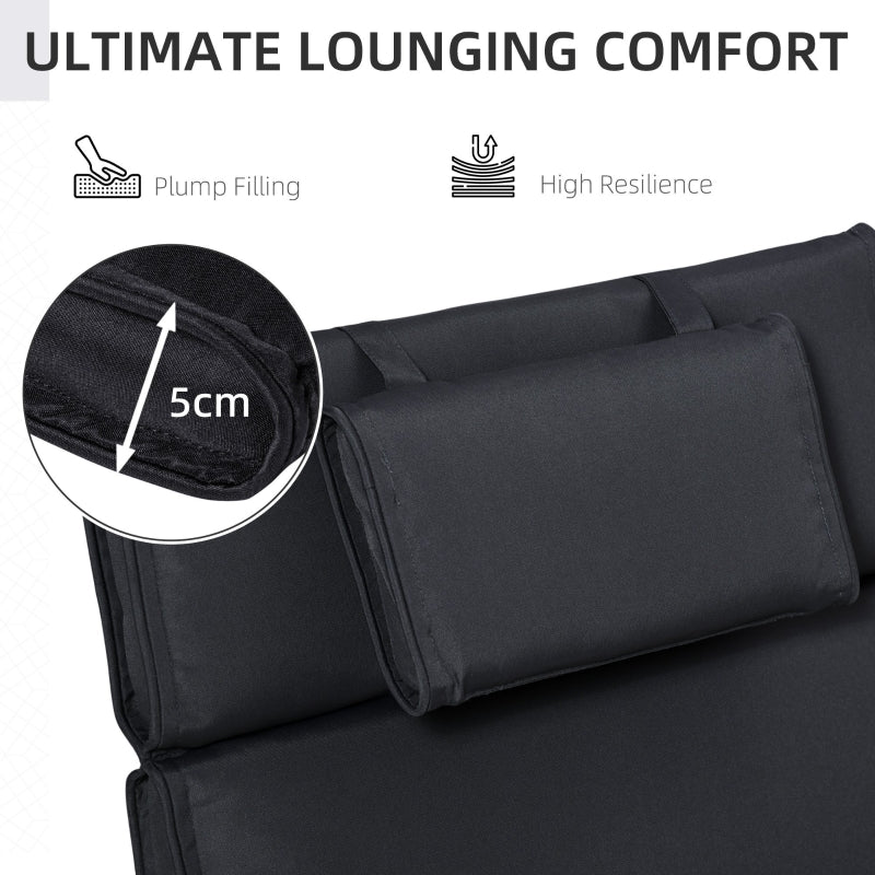 Garden Lounger Cushion Replacement- Black