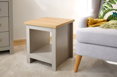 Lancaster Side Table With Shelf Grey