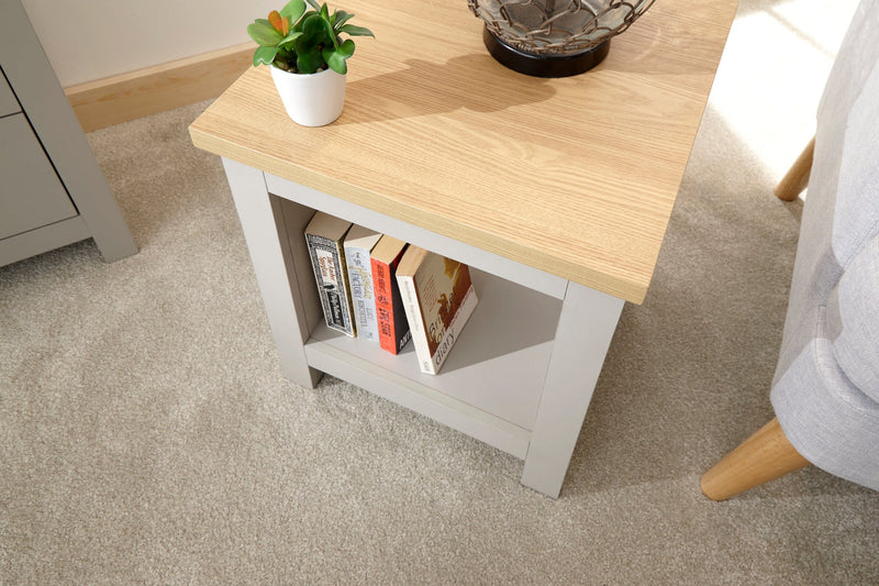 Lancaster Side Table With Shelf Grey