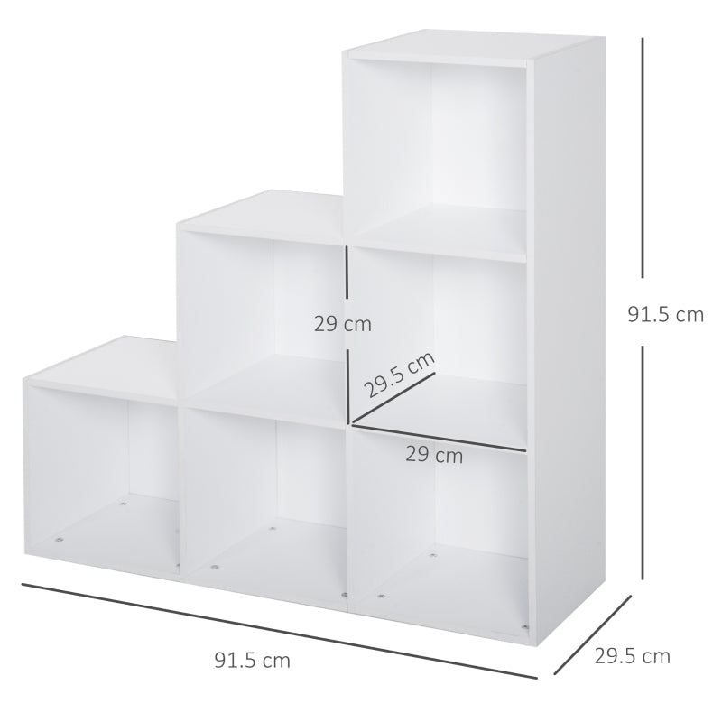 6 Cubes 3-Tier Shelving Cabinet, Particle Board-White