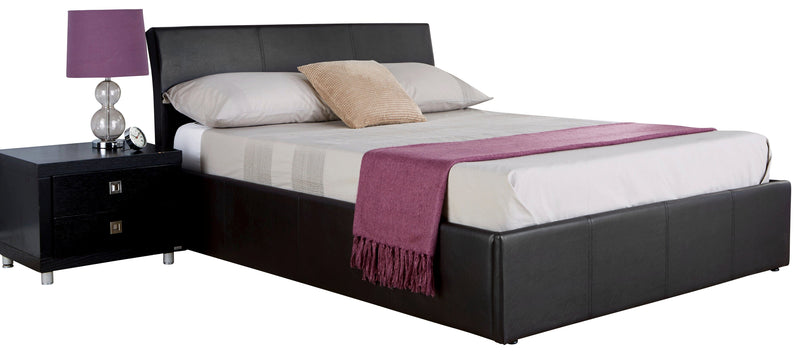 Ascot Ottoman Bed Black PU Leather