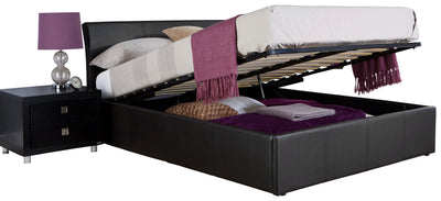 Ascot Ottoman Bed Black PU Leather