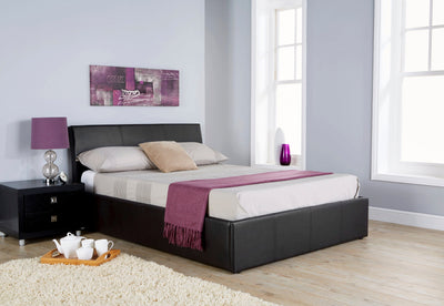 Ascot Ottoman Bed Black PU Leather