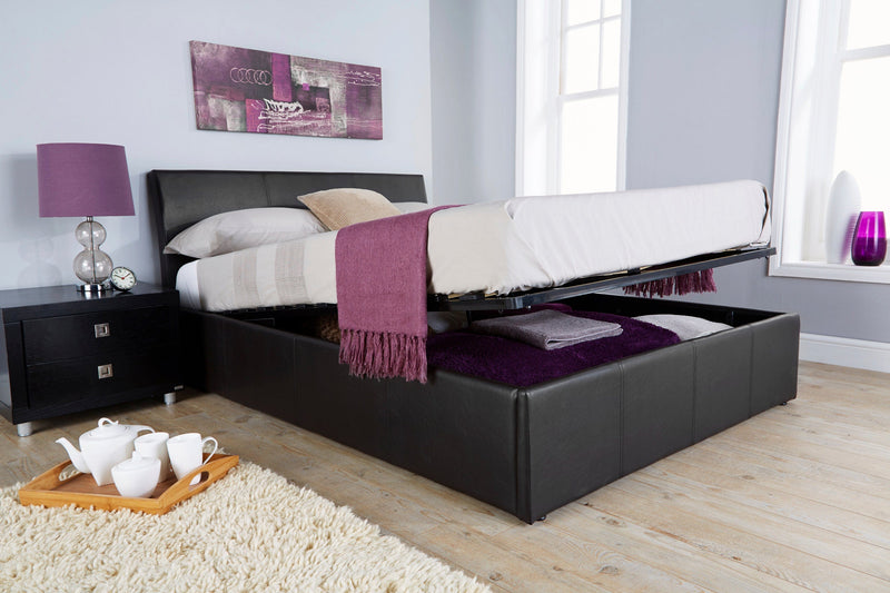 Ascot Ottoman Bed Black PU Leather