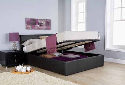 Ascot Ottoman Bed Black PU Leather