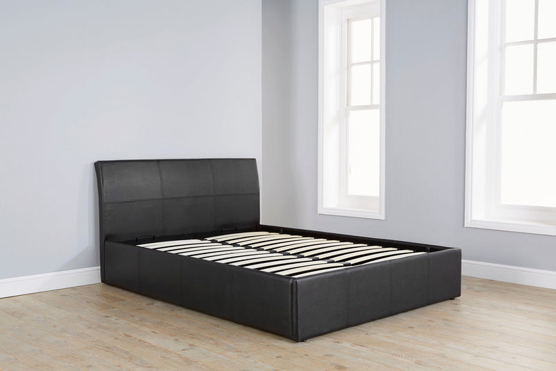 Ascot Ottoman Bed Black PU Leather