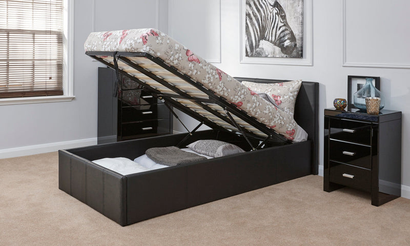 End Lift Ottoman Bed Black