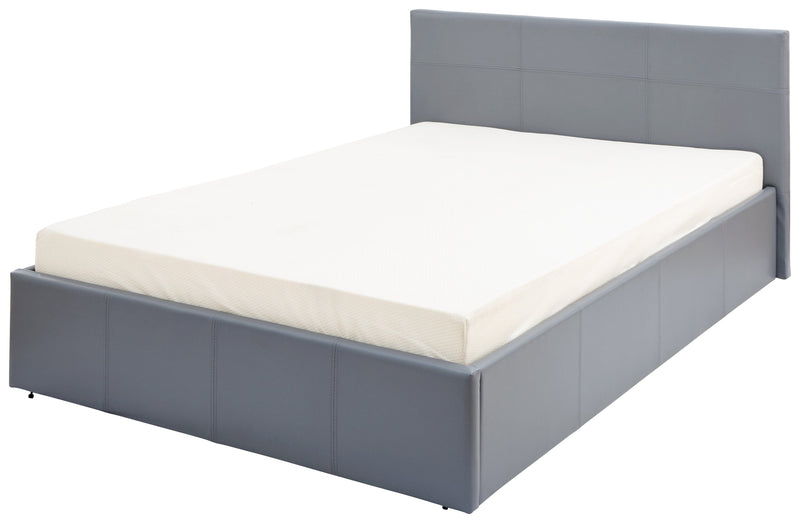 End Lift Ottoman Bed Grey Leather