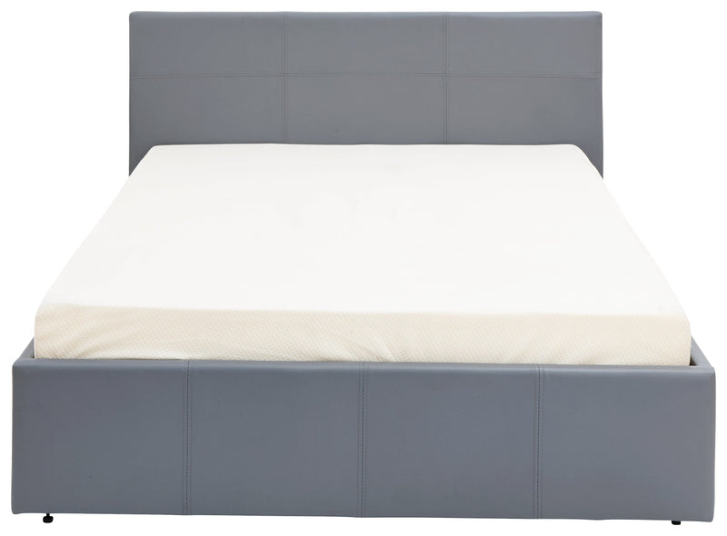 End Lift Ottoman Bed Grey Leather