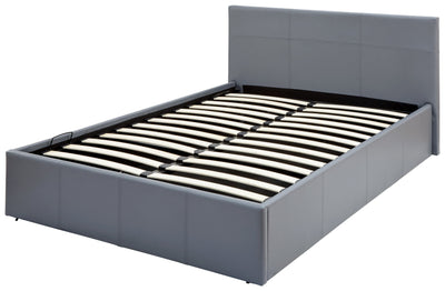 End Lift Ottoman Bed Grey Leather