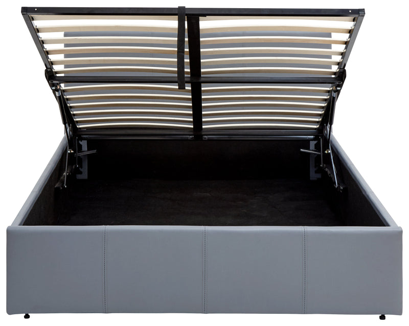 End Lift Ottoman Bed Grey Leather