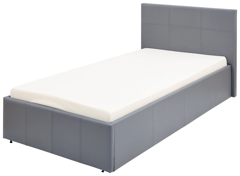 End Lift Ottoman Bed Grey Leather