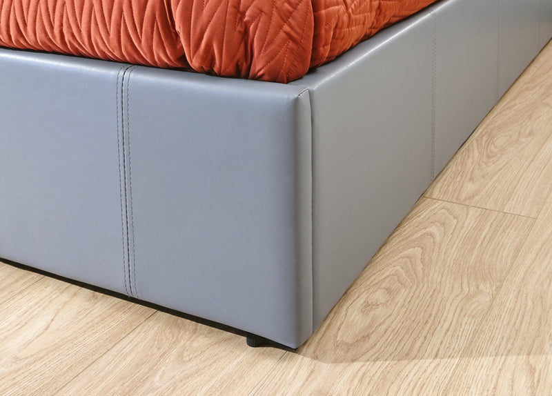 End Lift Ottoman Bed Grey Leather