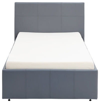 End Lift Ottoman Bed Grey Leather