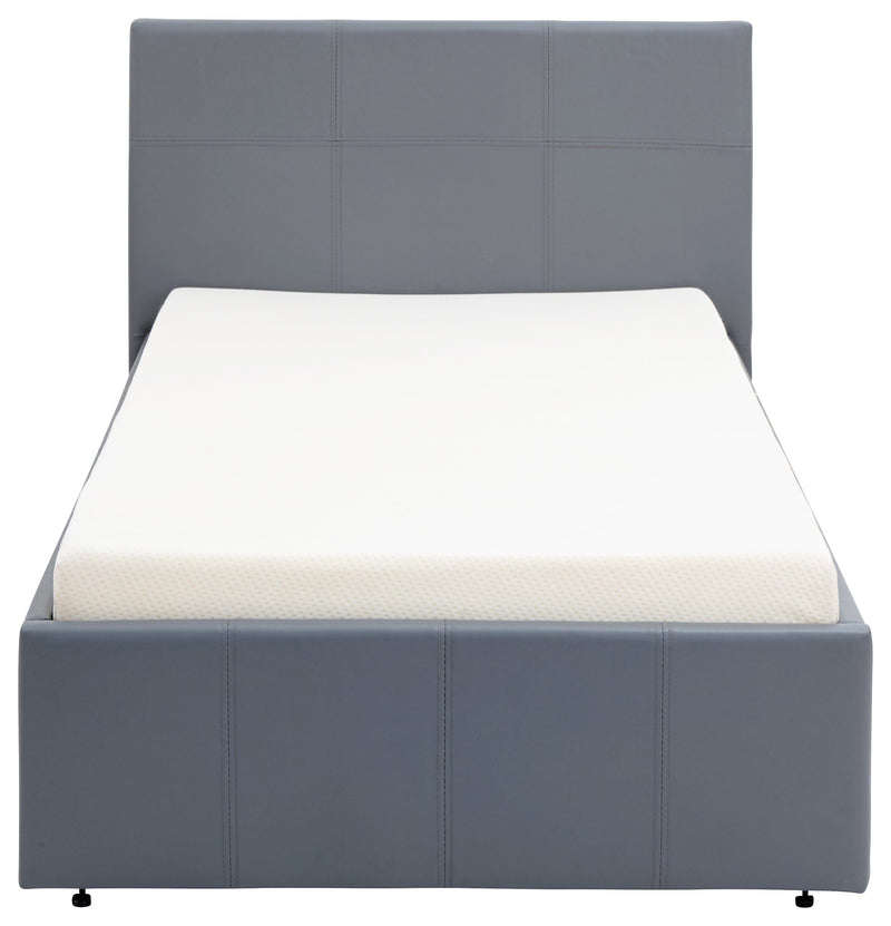 End Lift Ottoman Bed Grey Leather