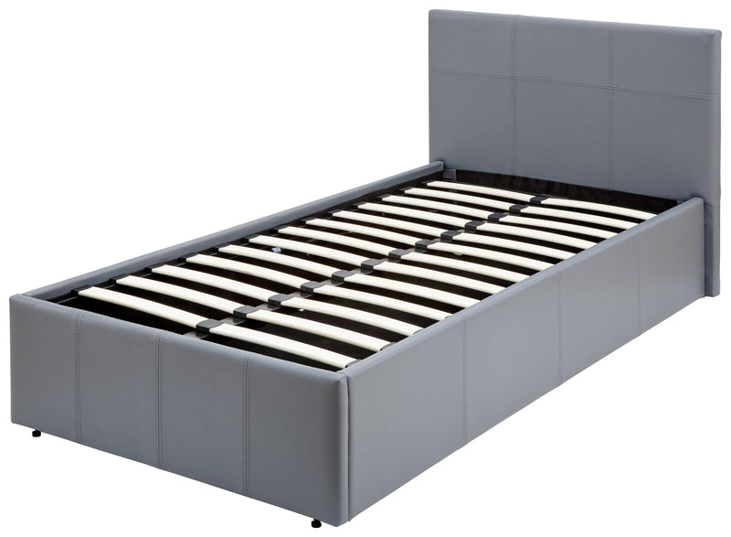 End Lift Ottoman Bed Grey Leather