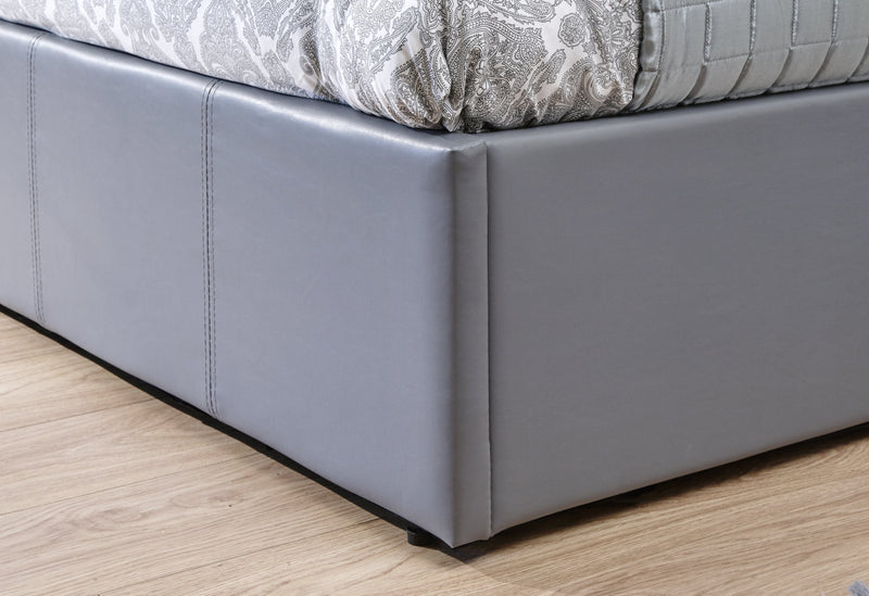 End Lift Ottoman Bed Grey Leather