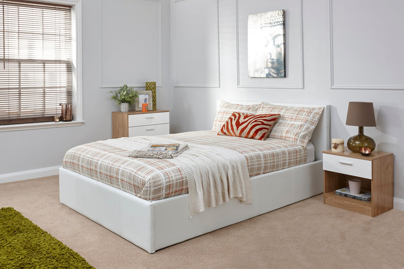 End Lift Ottoman Bed White