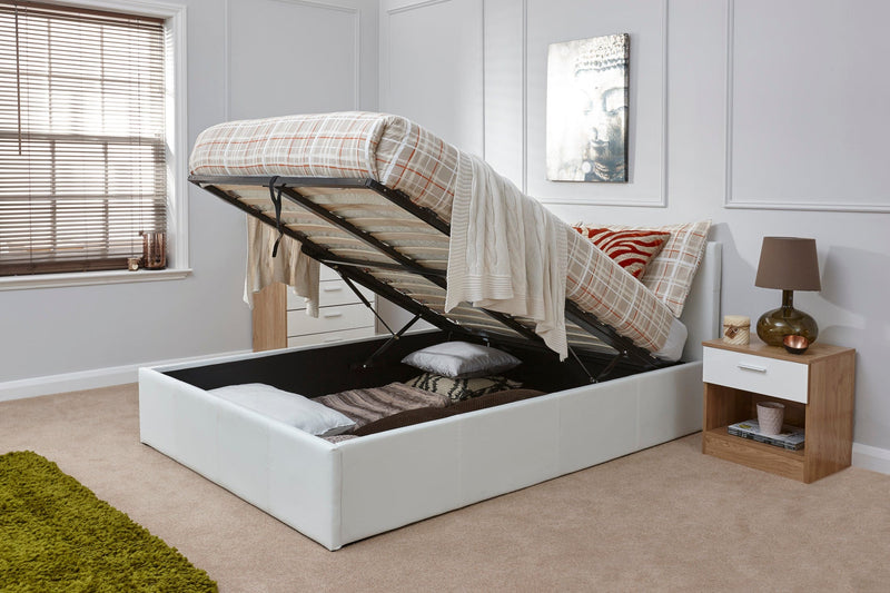 End Lift Ottoman Bed White