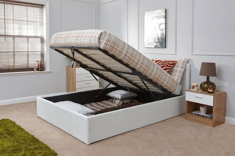 End Lift Ottoman Bed White