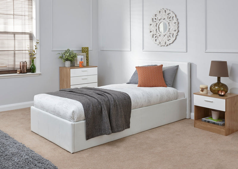 End Lift Ottoman Bed White