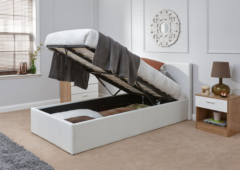 End Lift Ottoman Bed White