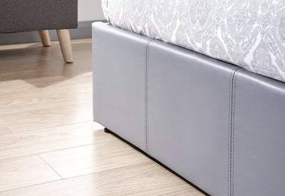 Side Lift Ottoman Bed Grey Leather