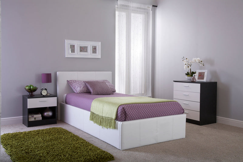 Side Lift Ottoman Bed White