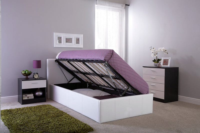 Side Lift Ottoman Bed White